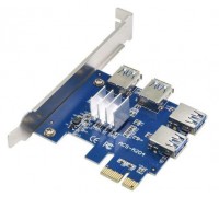 Расширитель / Удлинитель ACS-A204 PCIe 1X to 4-Port PCIe 16X Multiplier Card for Bitcoin Miner Расширитель / Удлинитель ACS-A204 PCIe 1X to 4-Port PCIe 16X Multiplier Card for Bitcoin Miner