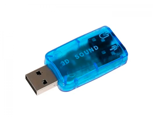 Внешняя звуковая карта USB (синяя)