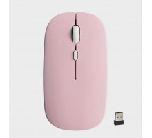 Мышь беспроводная 2.4G+BT LED розовая