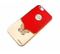 Задняя накладка iPhone 6 Vorson с бабочкой под кожу красный