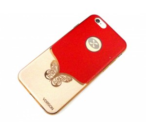 Задняя накладка iPhone 6 Vorson с бабочкой под кожу красный